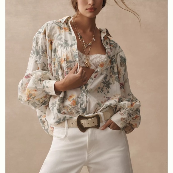 NWT ANTHROPOLOGY Pilcro Batwing Yoke Blouse Size US LP - Picture 2 of 6